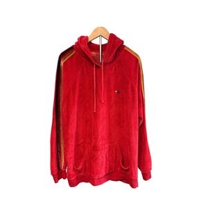Aviator Nation Red Velour Rainbow Stripe Pullover Hoodie XXL Women's Mens Unisex